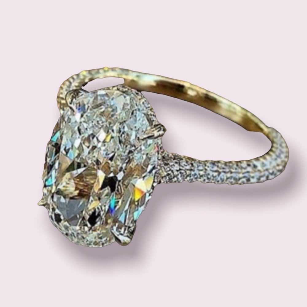 18kt rose gold solitaire & pave ring NEW Sizes 6-9